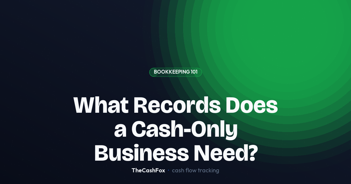 A small business owner organizing receipts and writing in a cash record notebook on a desk