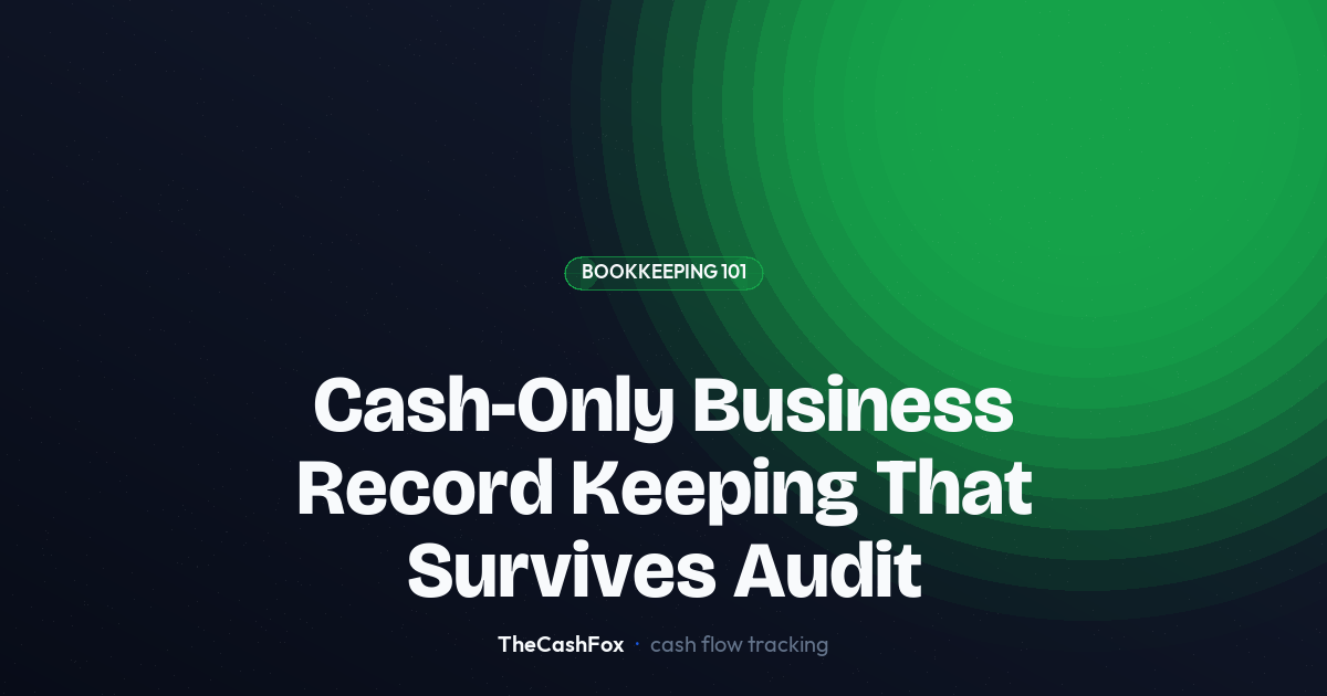 Small business owner organizing and filing paper receipts in a folder
