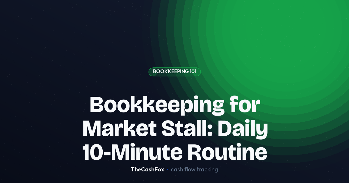Market stall owner organizing receipts and writing transaction notes at the end of the trading day